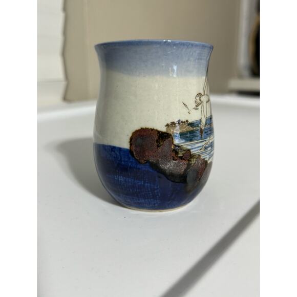 Coastal Boats Birds Ocean Pottery Coffee Mug - Picture 2 of 8